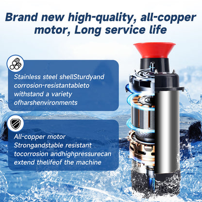 RELIY Pond Fountain-15000 GPH Fully Automatic Powerful Lake Floating Fountain, 1HP/750W 110V, 100ft power cord, 2 * 100ft guide ropes, Suitable For Ponds And Landscape Fountains (Stainless steel)