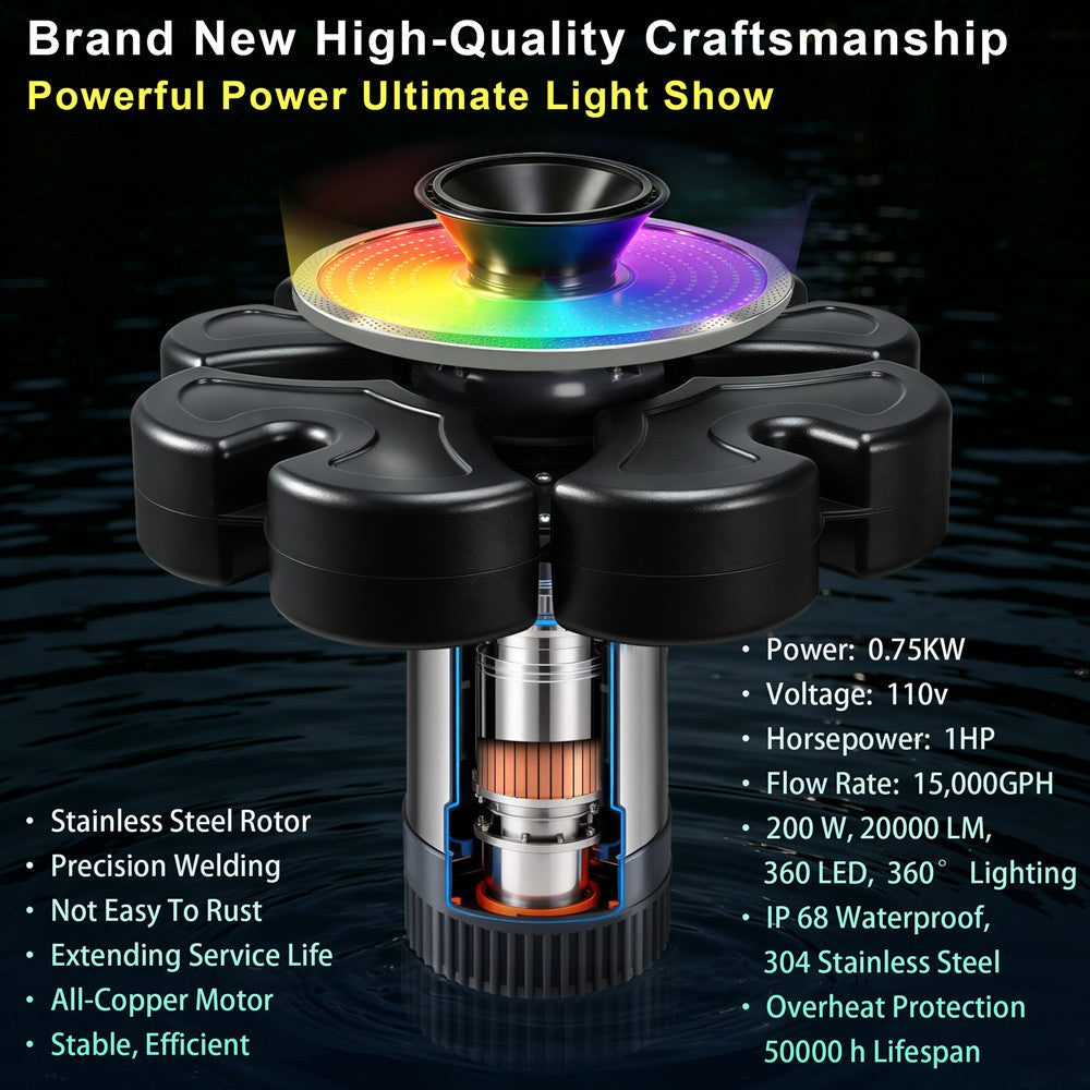Black D.RELIY Pond Fountain｜7-Day Fast Delivery
