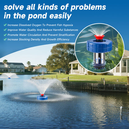RELIY Pond Fountain-15000 GPH Fully Automatic Powerful Lake Floating Fountain, 1HP/750W 110V, 100ft power cord, 2 * 100ft guide ropes, Suitable For Ponds And Landscape Fountains (Stainless steel)