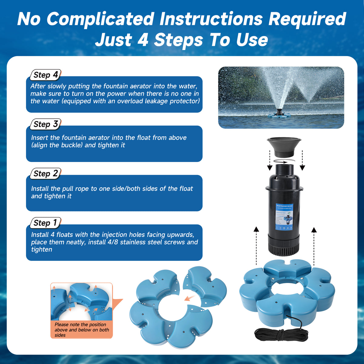 Blue A.RELIY Pond Fountain｜7-Day Fast Delivery